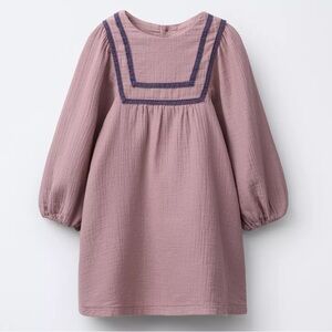 Zara Kids Rustic Embroidered Dress Dark Pink (Mauve)